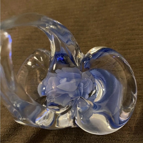 Elegant Glass Art Sculpture with Blue Accents - Picture 7 of 7